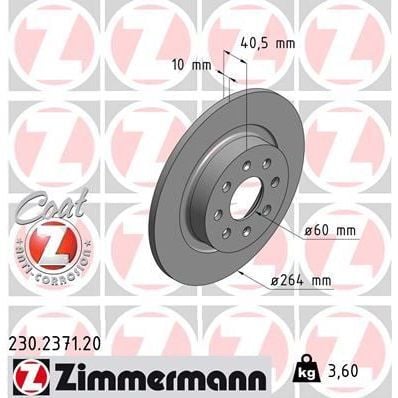 ZIMMERMANN ARKA FREN AYNASI CORSA E 14 ADAM 13 PUNTO EVO-GRANDE PUNTO 05 264X10X4DLXHAVALI 15 İNÇ 55700592 (50902167)