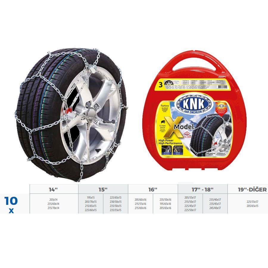 KNK PATİNAJ ZİNCİRİ TAKMATİK ÇAPRAZ 14-15-16-17 JANT ZİNCİR EBATLARI İÇİN RESİME BAKINIZ