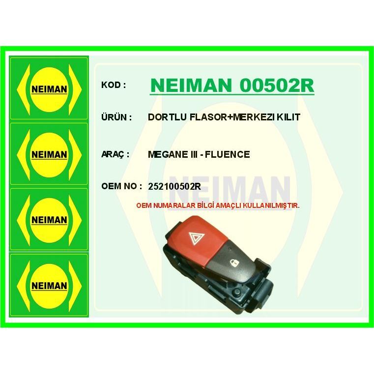 BESCHER DORTLU FLASOR MERKEZI KILIT MEGANE III - FLUENCE (252100502R)