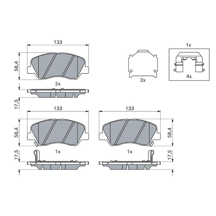BOSCH ÖN FREN BALATA HYUNDAI ACCENT BLUE 1.4L 1.6L BENZINLI 10-> 1.6L CRDI DIZEL 10-> / ELANTRA 1.6L D4FB G4FG 6 VITES 16-> / KIA RIO 1.4L D4FC 11-> (581011RA00)