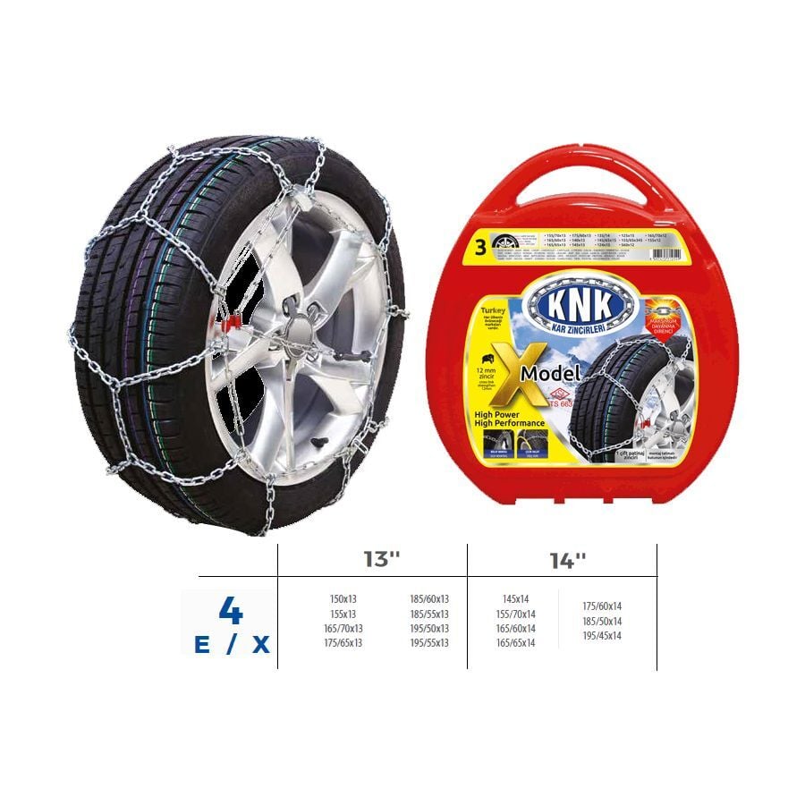 KNK PATİNAJ ZİNCİRİ TAKMATİK ÇAPRAZ 13-14 JANT ZİNCİR EBATLARI İÇİN RESİME BAKINIZ