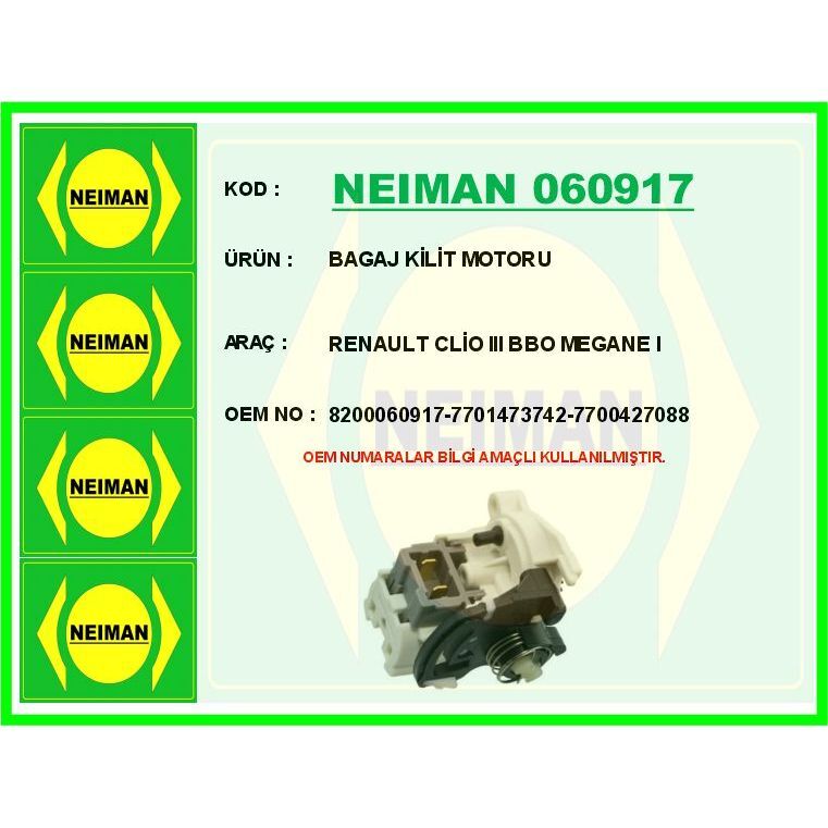BESCHER BAGAJ KİLİT MOTORU RENAULT CLİO III BBO MEGANE I (7700427088)