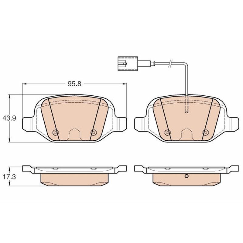 TRW ARKA BALATA LINEA 1.6 DMTJ 09 EURO5 FİŞLİ 95.8X43.9X17.3 (77365858)