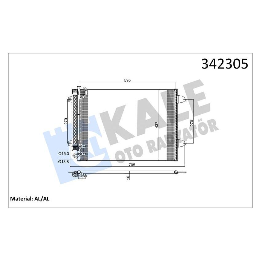 KALE RADYATOR KLİMA KONDENSERİ PASSAT 05 577X439X16 AL/BRZ (3C0820411C)