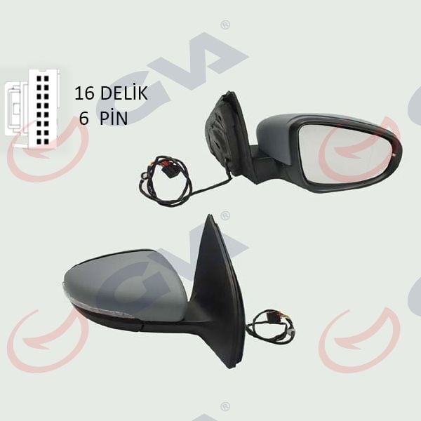 GVA DIŞ DİKİZ AYNASI SAĞ GOLF 09> ELEKTRİKLİ ISITMALI ASTARLI SİNYALLİ KONVEKS 6 FİŞ VM-6197EHPR (5K0857508AD)