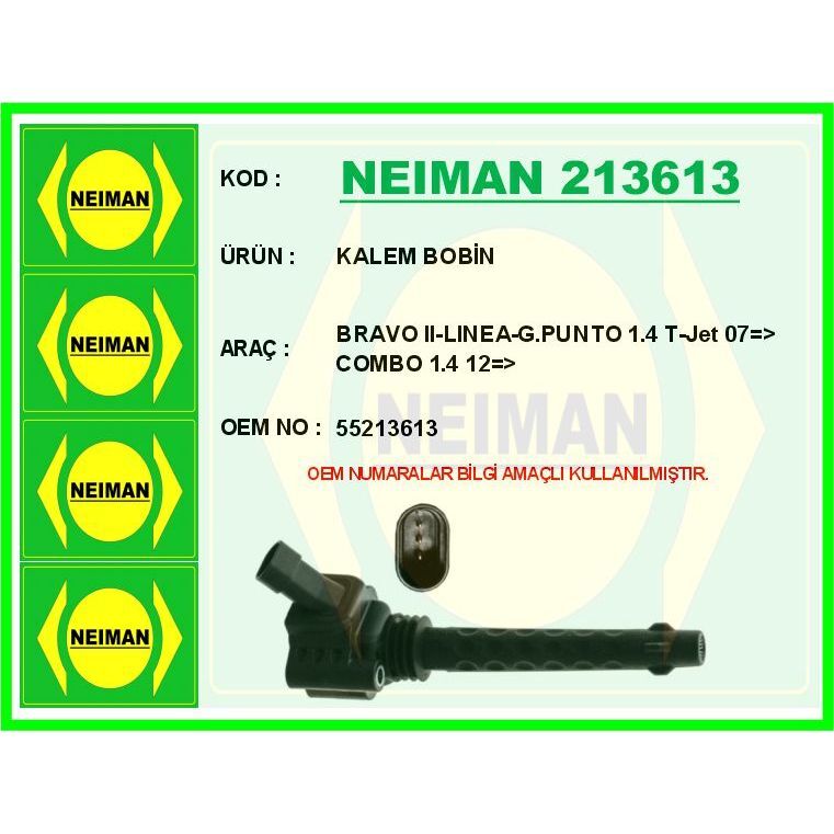 BESCHER ATEŞLEME BOBİNİ- KALEM BOBİN FIAT BRAVO II 07>14 DOBLO 10> LINEA 09> G.PUNTO 09> EGEA 16> 1.4 1.4 T-JET (55209603)