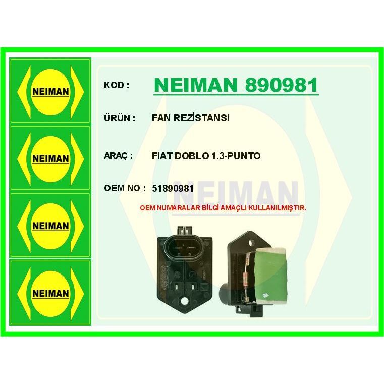 BESCHER FAN REZİSTANSI FIAT DOBLO 1.3-PUNTO (51890981)
