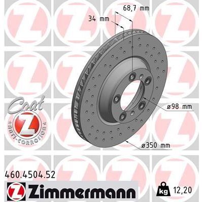 ZIMMERMANN FREN DİSK DELİKLİ ON SOL PORSCHE CAYENNE 9YA 17 PANAMERA 971 16 350 MM - 34 MM (971615301)