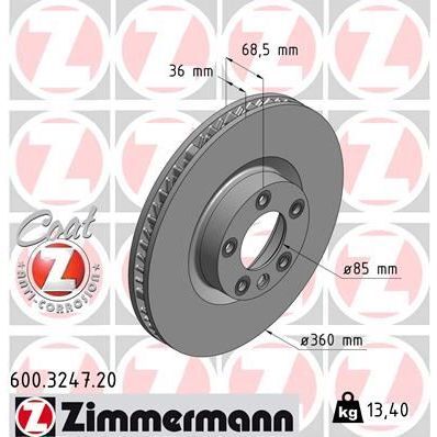 ZIMMERMANN FREN DİSKİ ÖN SOL CAYENNE TOUAREG 3.0 V6 TDI 0986479B12-DF6697S (7P6615301)