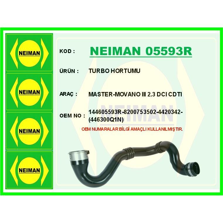 BESCHER TURBO HORTUMU RENAULT MASTER III 10> MOVANO B 10> 2.3 DCİ CDTI (144605593R)