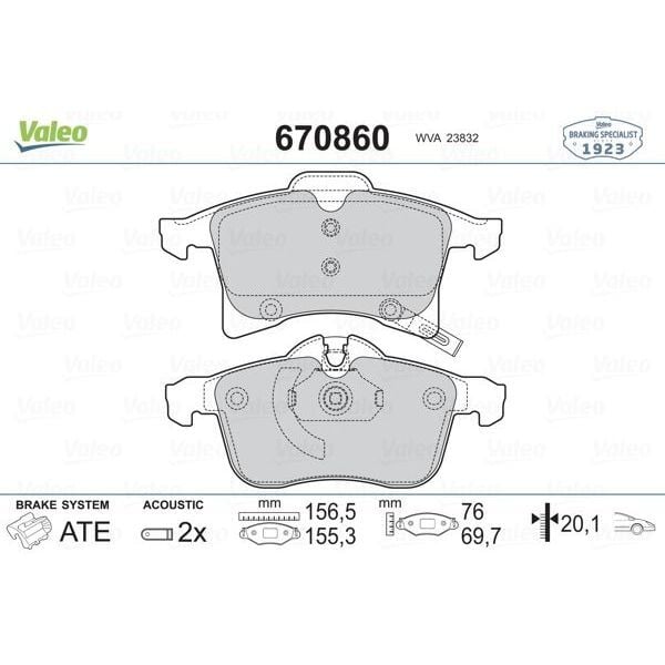 VALEO ÖN BALATA ASTRA H 04 MERIVA 03 ZAFIRA 05 CORSA C D 03 COMBO 04 (1605080)