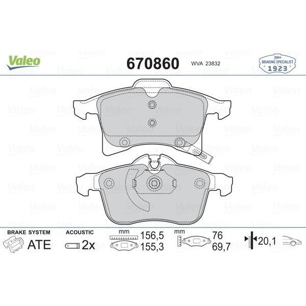 VALEO ÖN BALATA ASTRA H 04 MERIVA 03 ZAFIRA 05 CORSA C D 03 COMBO 04 (1605080)