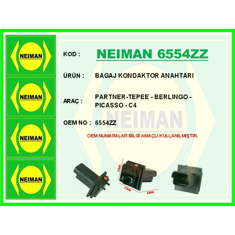 BESCHER BAGAJ KONDAKTOR ANAHTARI PARTNER-TEPEE - BERLINGO - PICASSO - C4 (6554ZZ)