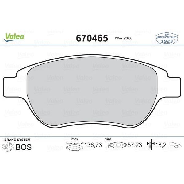 VALEO ÖN BALATA P207 06 P307 00 DOBLO 01 PARTNER 03 BERLINGO 00 C3 02 C4 04 XSARA 00 (1611140980)