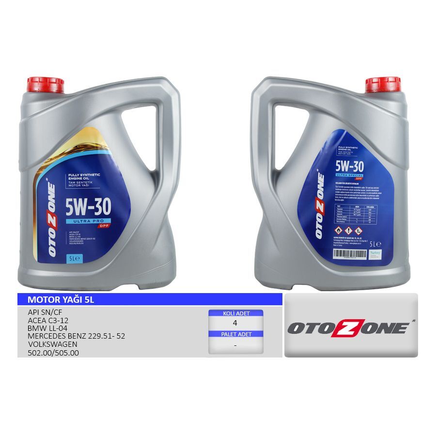 OTOZONE MOTOR YAĞI 5W30 5 LT ULTRA PARTİKÜLLÜ-DPF TAM SENTETİK API SN/CF (5W30)