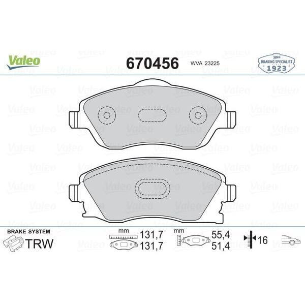 VALEO ÖN BALATA COMBO C-CORSA C 1.3-1.7 CDTI 01 MERIVA 03 TIGRA 04 (1605081)