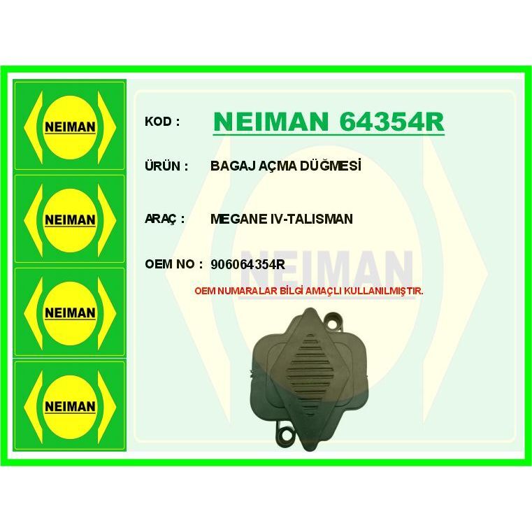 BESCHER BAGAJ AÇMA DÜĞMESİ MEGANE IV-TALISMAN (906064354R)