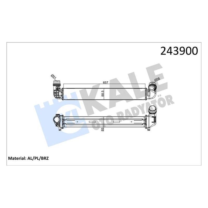 KALE RADYATOR TURBO RADYATÖRÜ INTERCOOLER FLUENCE 10 1.5DCI 657X89X85 2 SIRA ALB SİSTEM (144960024R)