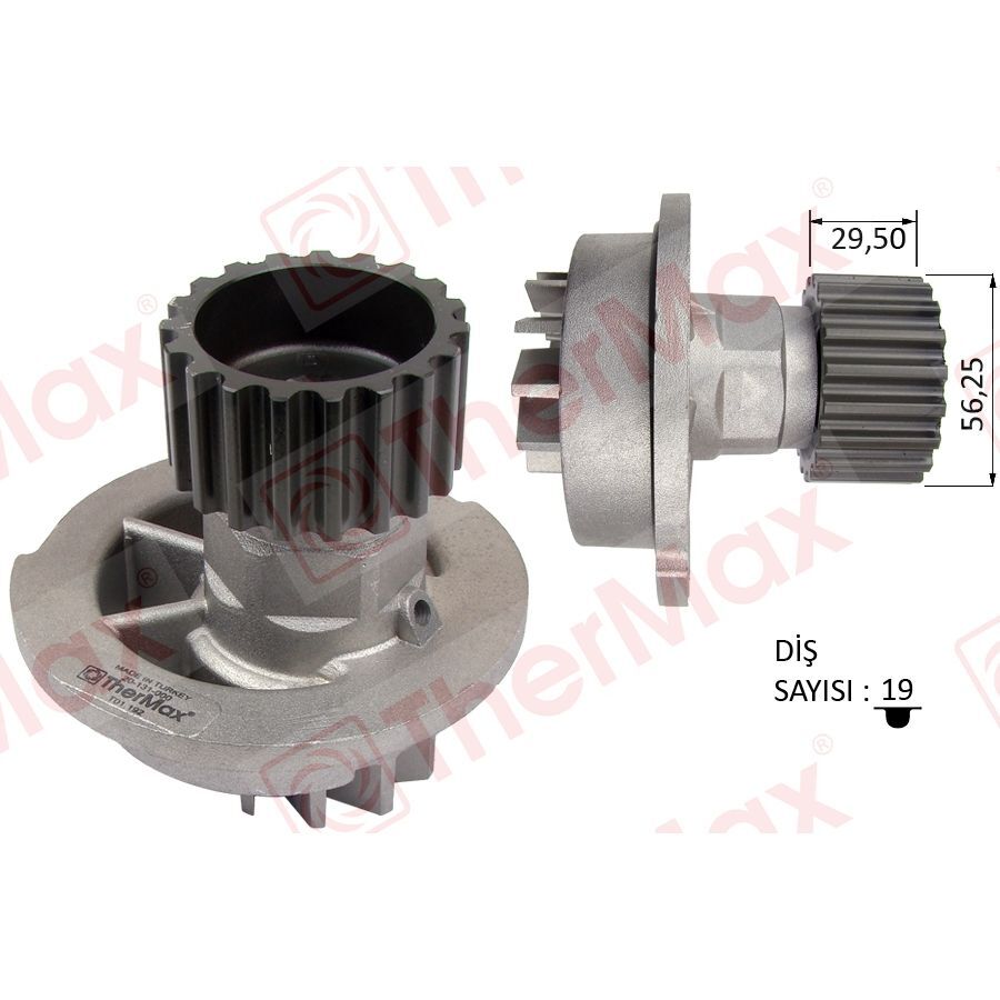 THERMAX DEVİRDAİM SU POMPASI CHEVROLET AVEO KALOS 1.4L F14D T200 T250 T255 06- / LACETTI 1.4L 1.6L KLAN 05- / DAEWOO NUBIRA 1.6L A16DM 16V KLAJ 97-02 (96182871)