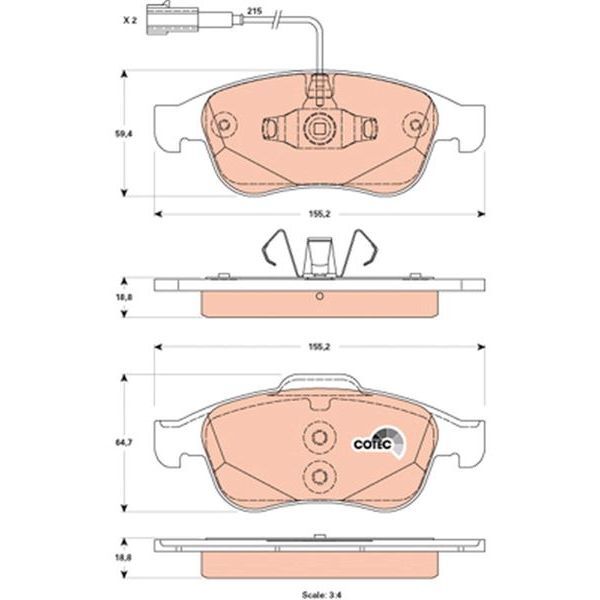 TRW ÖN BALATA ALFA ROMEO GIULIETTA 1.4 TB 10 1.6 JTDM 105 10 (77365355)
