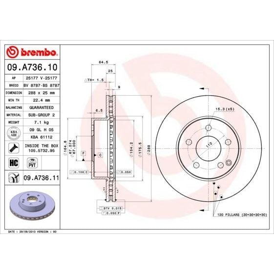BREMBO FREN DISKI ON MERCEDES C-CLASS W204 S204 C204 (A0004211912)