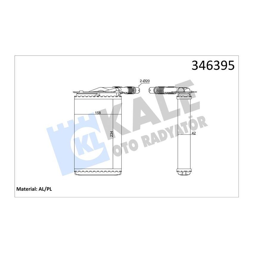 KALE RADYATOR 346395 KALORİFER RADYATÖRÜ KNG-KNG EXPRESS 1.4-1.6 16V-1.5 DCI-1.9DTI-1.9DCI 234X158 (2711500QAE)
