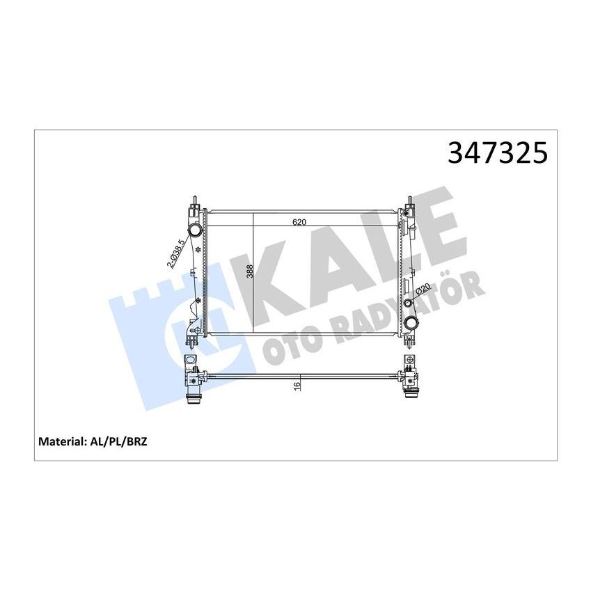 KALE RADYATOR RADYATÖR DOBLO 1.4-1.3 DMTJ 10 > COMBO 1.3 CDTİ 12 > MEKANİK AC /- 620X400X16 (1300328)
