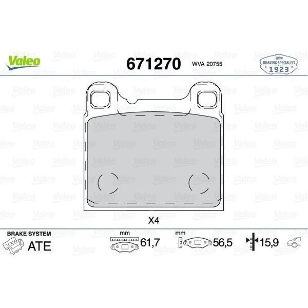VALEO ARKA FREN BALATASI. W115-116-123-126. (271824)