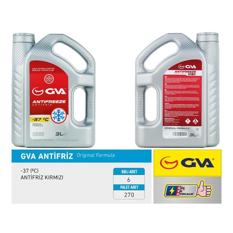 GVA ANTİFRİZ 3 LT -37 C KIRMIZI LONG LİFE KOLI 6 AD ORGANIK