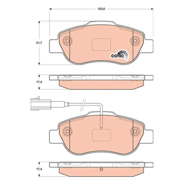 TRW ÖN BALATA DOBLO 1.3-1.6-1.9 JTD 02 FIORINO 1.3-1.4 MTJ 08 FIAT 500 1.4 07 (7364636)