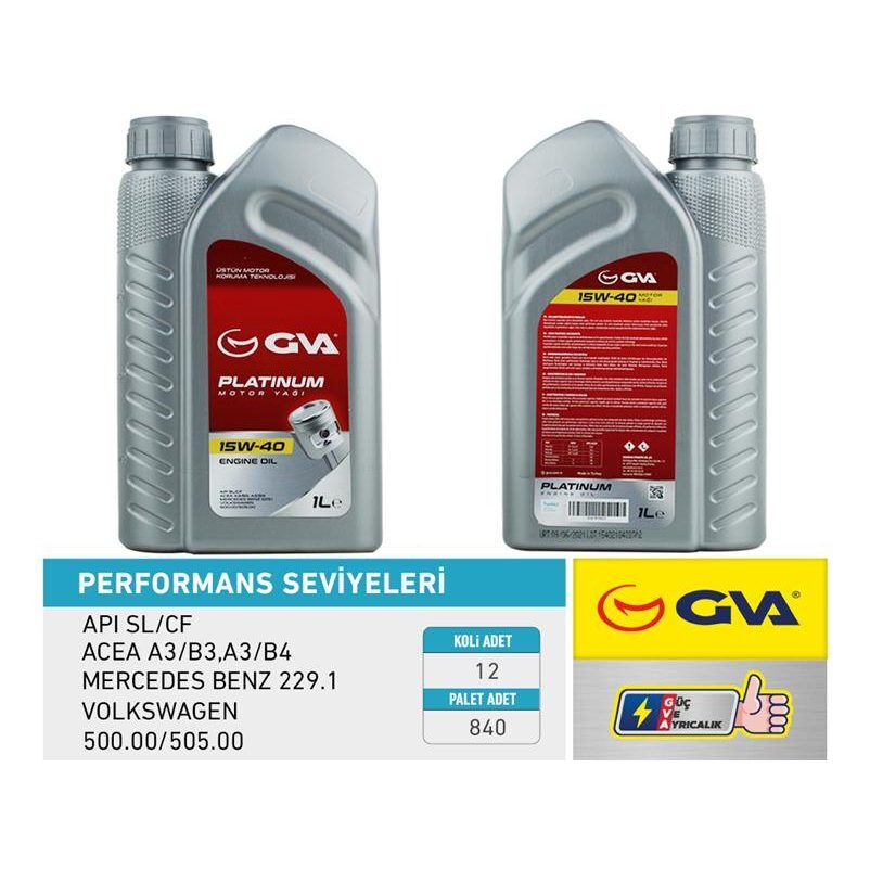 GVA MOTOR YAĞI 15W40 1 LT PLATINUM MİNERAL API SL/CF (15W40)