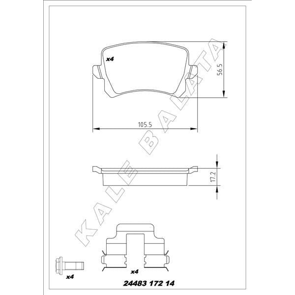 KALE BALATA ARKA BALATA PASSAT-CC-CADDY-GOLF5-GOLF6-JETTA-A3-A6-LEON-OCTAVIA-SUPERB 04 > (1K0698451G)