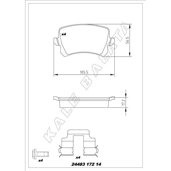 KALE BALATA ARKA BALATA PASSAT-CC-CADDY-GOLF5-GOLF6-JETTA-A3-A6-LEON-OCTAVIA-SUPERB 04 > (1K0698451G)