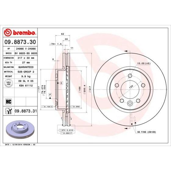 BREMBO FREN DISKI ON LAND ROVER DISCOVERY III-IV L319 (LR189030)