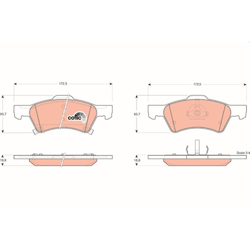 TRW ÖN BALATA DODGE CARAVAN III 3.3 AWD-3.8 T 00-07 VOYAGER III 2.4-2.5CRD 2.8CRDİ 3.3 00 12.08 (05019803AA)
