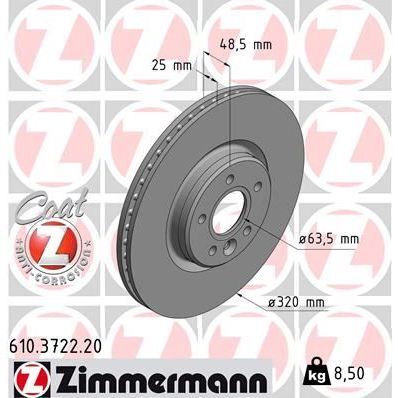 ZIMMERMANN ÖN FREN AYNASI VOLVO S40 2004-2012 C70 II 2006-2013 V40 2012 V50 2004-2012 320 X5-DL (31262720)