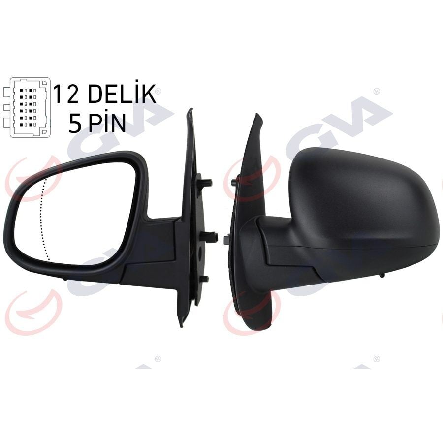 GVA DIŞ DİKİZ AYNASI SOL KANGOO-CITAN 13> ELEKTRİKLİ ISITMALI DESENLİ ASFERİK 5 FİŞ VM-6132EHAL (963027201R)