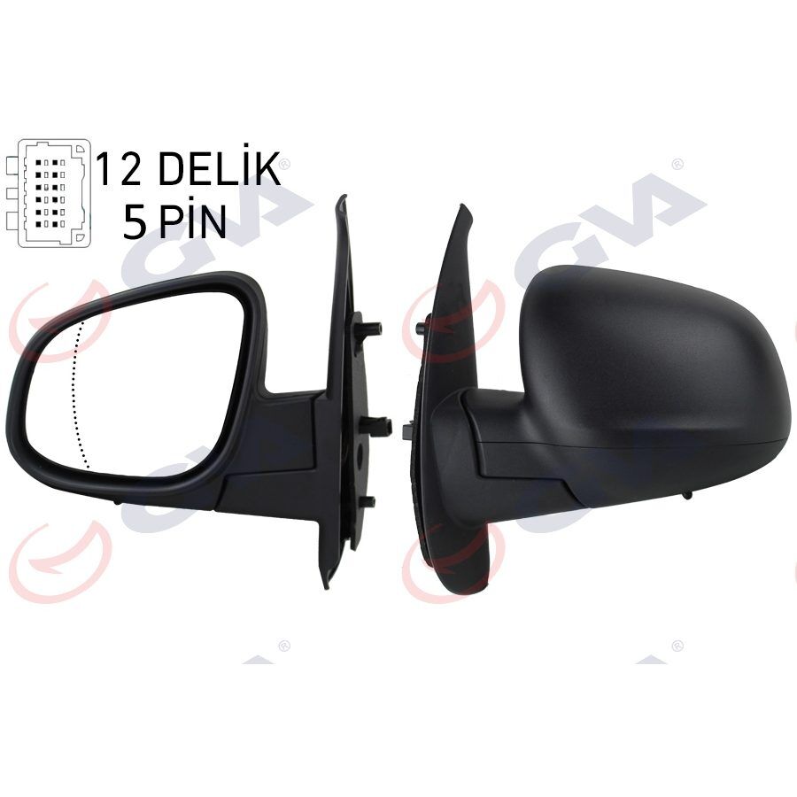 GVA DIŞ DİKİZ AYNASI SOL KANGOO-CITAN 13> ELEKTRİKLİ ISITMALI DESENLİ ASFERİK 5 FİŞ VM-6132EHAL (963027201R)