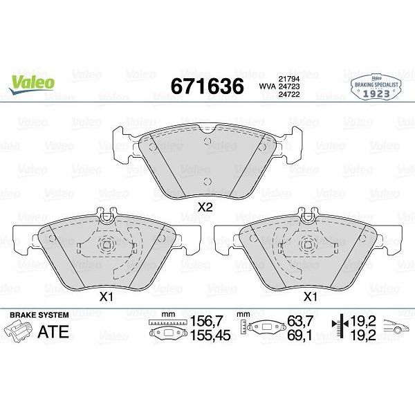 VALEO FREN BALATASI ON MERCEDES W210 W211 S211 C208 A208 (A0044200720)