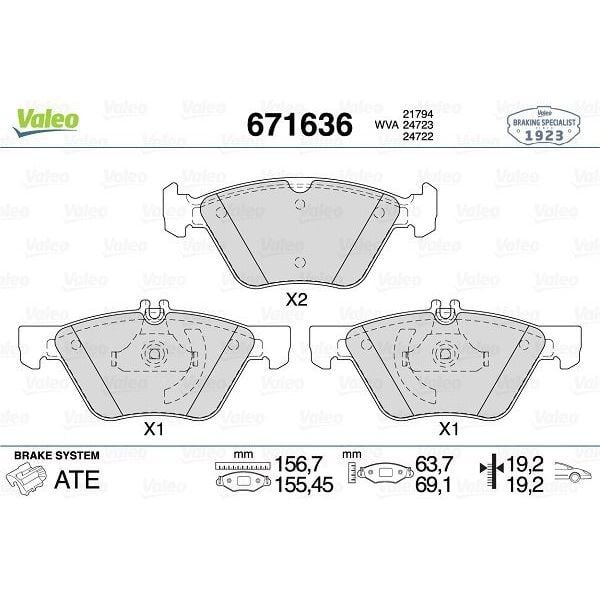 VALEO FREN BALATASI ON MERCEDES W210 W211 S211 C208 A208 (A0044200720)