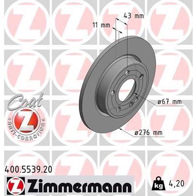 ZIMMERMANN FREN DISKI ARKA MERCEDES W177 W247 C118 (A2474230112)