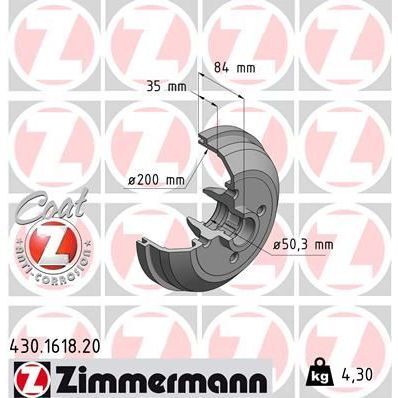 ZIMMERMANN ARKA FREN KAMPANASI CORSA A 83-92 -CORSA B-TIGRA A 93-02 ABS SİZ (418117)