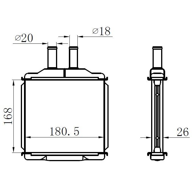 ORIS KALORİFER RADYATÖRÜ BRAZİNG DAEWOO NUBIRA-LACETTI 04 > CHEVROLET LACETTI-NUBIRA 05 > 168X183X26 (P96554446)