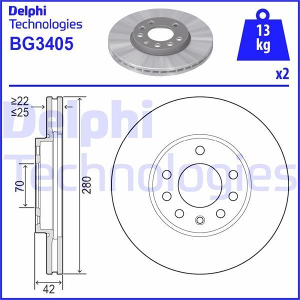 DELPHI ÖN FREN AYNASI ASTRA H 04 COMBO C 03 MERIVA B 10 ZAFIRA B 05 280X25X5DL HAVALI 95526655 (569060)