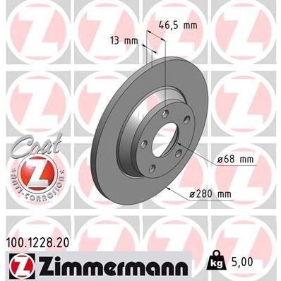 ZIMMERMANN ÖN FREN AYNASI AUDI A4 1.6-1.9TDI 95/11.00 A4 AVANT 1.6-1.8 20V-1.9TDI 95/9.01 280X13X5DL 986478615-DF2730 (8D0615301A)