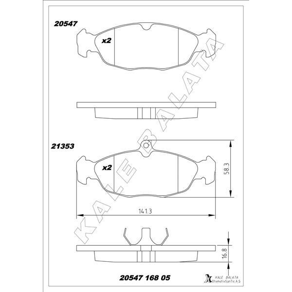 KALE BALATA ÖN BALATA ASTRA F-CORSA A B -VECTRA A-TIGRA- 94-00 COMBO 1.4-1.6I-1.7 D 92-00 GDB1040 (1605087)