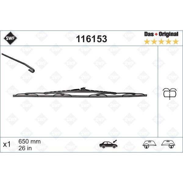 VALEO SILECEK SUPURGESI ON SOL 650MM MERCEDES VITO W638 97 03 SWF (A6388201145)
