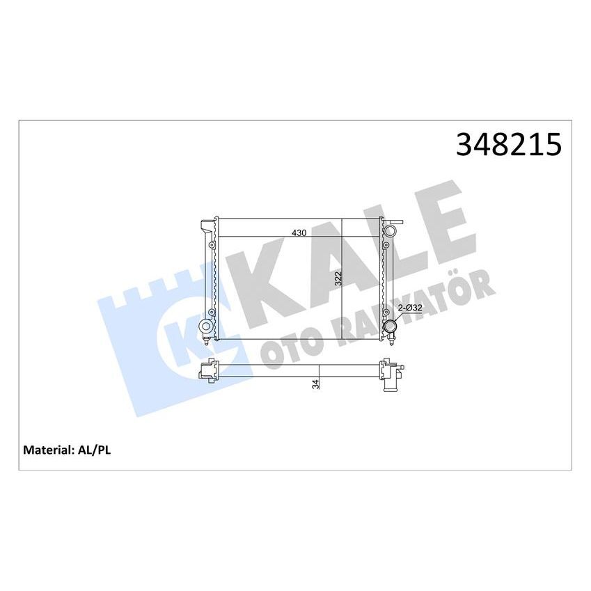 KALE RADYATOR RADYATÖR AL/MKNK GOLF II-JETTA I-JETTA II-SCIROCCO MT (191121253D)