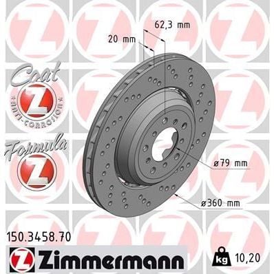 ZIMMERMANN FREN DISKI ON SAG BMW M3 E90 E92 E93 (34112283802)