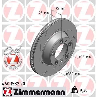 ZIMMERMANN ARKA FREN AYNASI SOL PORSCHE PANAMERA 10-16 3.0 330X28X5DLXHVLI 986479732-DF6320S (298615601A)